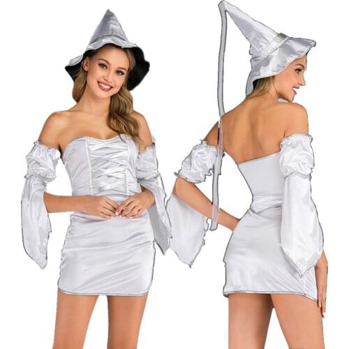 Halloween Sexy Witch Costumes Adult Women Carnival Party Sorceress Cosplay Magician Fancy Dress Strapless Corset Mini Skirt