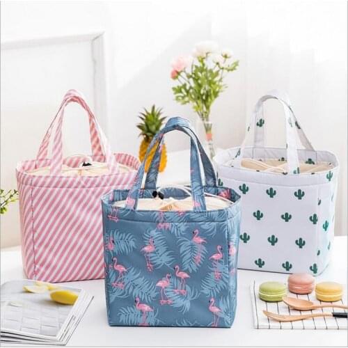 Cute Cooler Bags Waterproof Nylon Portable Zipper Thermal Oxford Lunch Bags for Women Convenient Lunch Box Tote Food Bags
