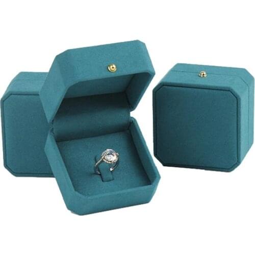 Dark Green Octagonal Microfiber Fabric Jewelry Storage Box Proposal Ring Box Jewelry Gift Collection Box