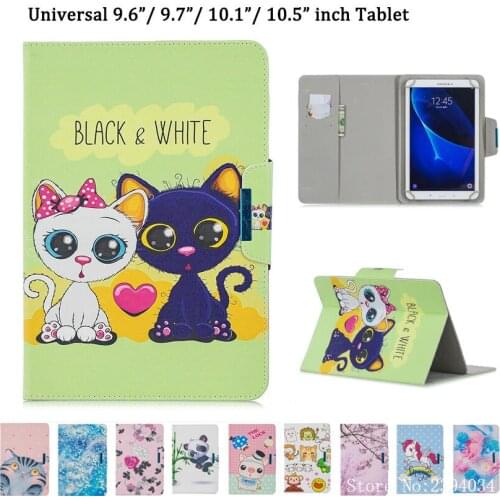 Universal Case For Huawei MediaPad T3 T5 10 Cover Tablet Funda for 9.6 9.7 10 10.1 10.5 Inch Fashion Cat Painted Stand Shell