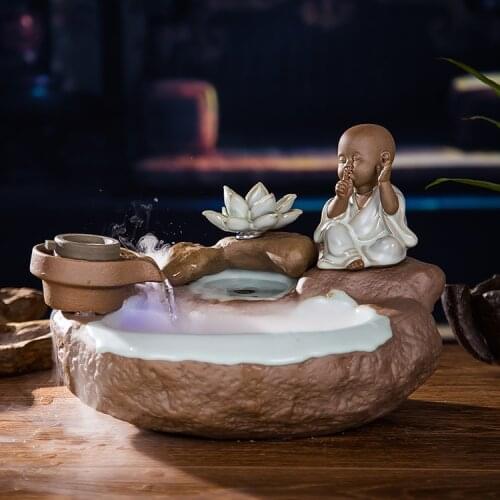 Water is the fountain of ceramic pottery porcelain decoration Feng Shui lucky wheel humidifier aquarium desktop office study