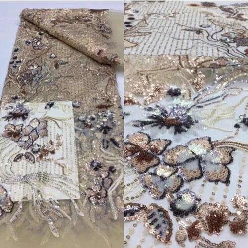 Embroidered lace fabric with sequins SYJ-618681 High Quality African Lace Fabric French Lace Fabric