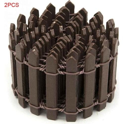 2 Pieces Mini Wood Fence Palisade Fairy Garden Home Houses Decoration Mini Craft Micro Landscaping Decor DIY Accessories