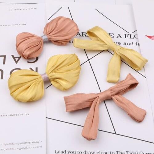 Handmade Fabric Ribbon Knot Bow Patch Sticker Craft Girl Hair Jewelry DIY Material Ornament Garment Accessories Clip Decor 20pcs