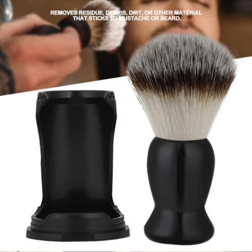 3 In 1 Shaving Brush Black Men Shaving Brush Holder Set Acrylic Shaving Brush Holder Support Beard Brush Shaving Tool for Mens