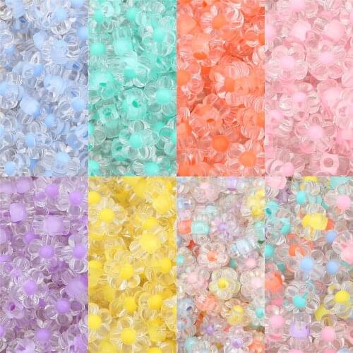 50pcs 12mm Clear Acrylic Sunflowers Beads Flowers Loose Spacer Beads Charms for DIY Jewelry Craft Making Handmade Accessories