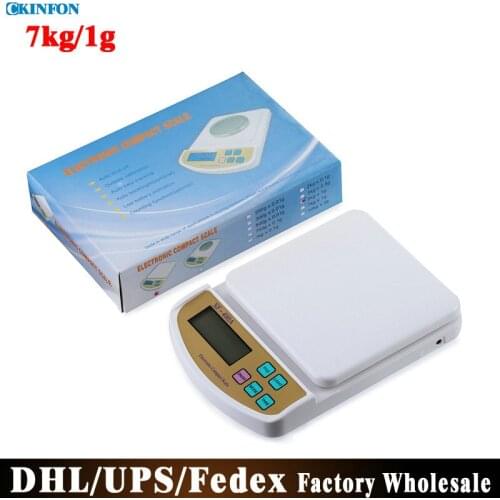 Free DHL Fedex 100pcs/lot SF400A Backlit Electronic Experimental Scales 7kg /1g Precision Electronic Weigh