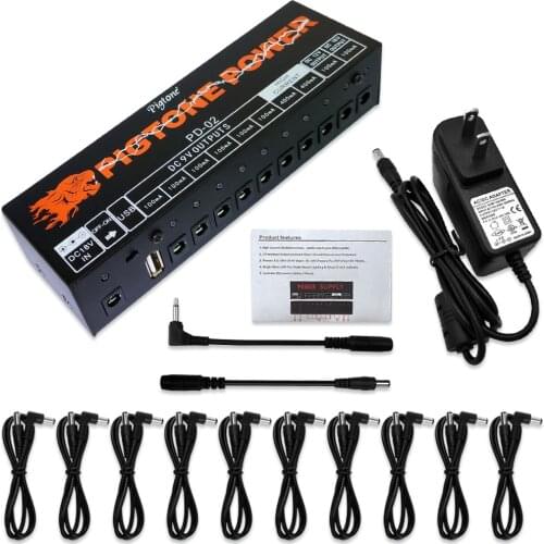 Pigtone PD-02 Pedal Power Supply 10 Way Output Electric Guitar Effect Accessories With USB Charge
