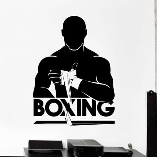 Boxing Art Vinyl Sticker Boxer Fighter Decor Teens Fight Club Wall Decal Poster Murals Waterproof Decor E101