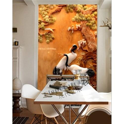 Custom 3D large mural, Chinese style 3d Red-crowned crane and trees murals papel de parede,living room Porch wallpaper