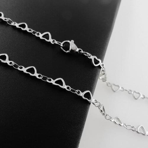 5mm Women Chain 316L Stainless Steel Love Heart Necklace Fashion Lady Jewelry 40cm-90cm