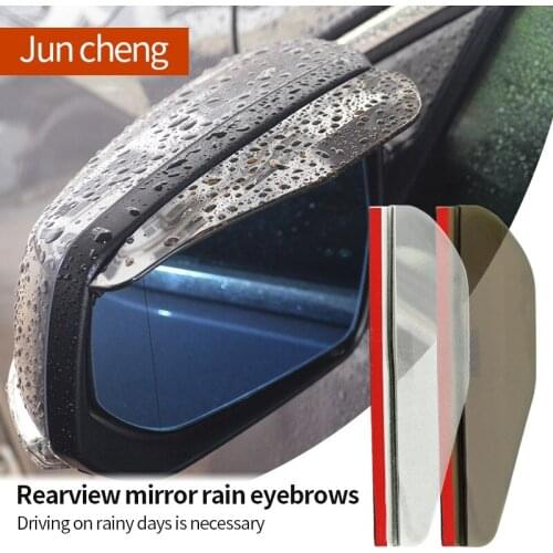 Black 2pcs PVC Car Rear view Mirror sticker rain eyebrow weatherstrip auto mirror Rain Shield shade cover protector guard
