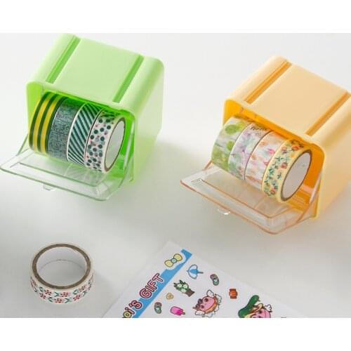 Color Washi Tape Storage Box Diy Must Have Plastic Adhesive Tape Dispenser Office Desktop Tape Holder School Supplies