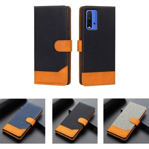 New Cloth Grain Leather Etui Case For Xiaomi Redmi 9T Cover Flip Wallet Phone Book On Redmi 9 T Case Magnetic Card Hoesje Fundas