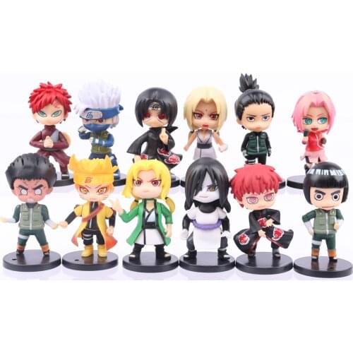 Q Version Naruto 12PCS Doll Kawaii Action Figure Anime Figure Anime Childrens Gifts Naruto Haruno Sakura Uzumaki Sasuke Kakashi