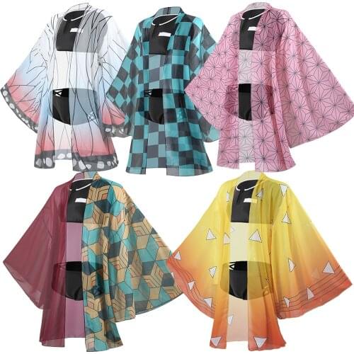 Swimsuit Anime Demon Slayer Kochou Shinobu Cosplay Costume Kimetsu no Yaiba Kimono Kamado Nezuko Sexy Bikini Beach Summer Women