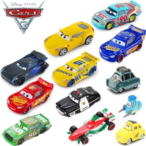 Disney Pixar Cars 2 3 Lightning McQueen Jackson Storm The King Mater 1:55 Diecast Metal Alloy Model Car Birthday Gift Boy Toys