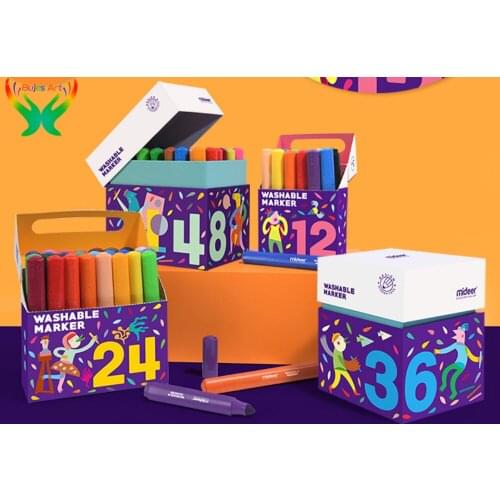 12/24/36/48 colorChildrens watercolor pen set triangle pen holder big cone head safe washable color painting pen art supplies