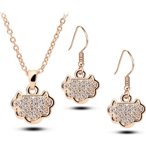 Rose color lucky lock jewelry set ,bless u good luck ,womens favorite
