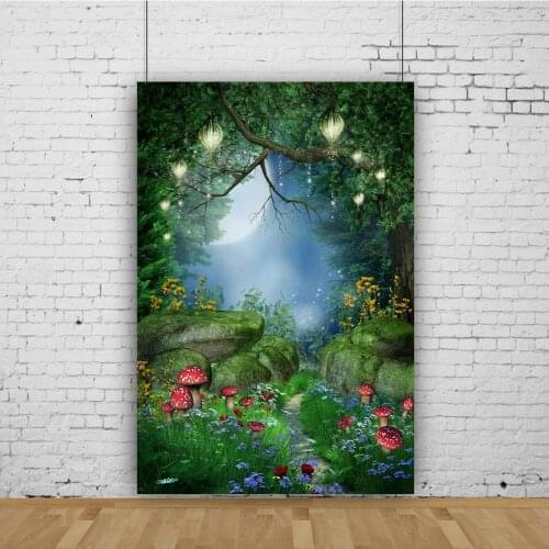 Painted Fairy Tale World Misty Mushrooms Portrait Photography Vinyl Background Decor Photocall Backdrop for Photo Studio Props