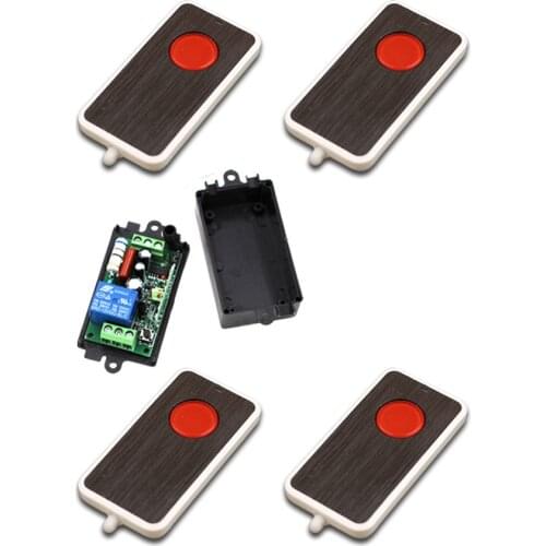 New AC110V 220V 1CH RF Wireless Remote Control Switch System 4Transmitter (Push Button switch)and 1Receiver Module + Case315/433