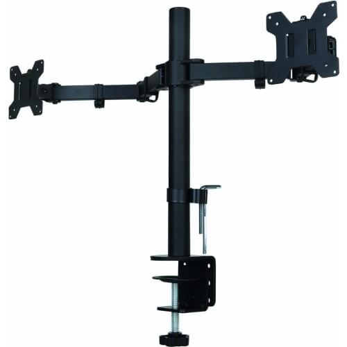 Fully Adjustable Dual Arm LCD LED Monitor Desk Mount Stand Bracket for 13"-27" Screens with 15 degree Tilt