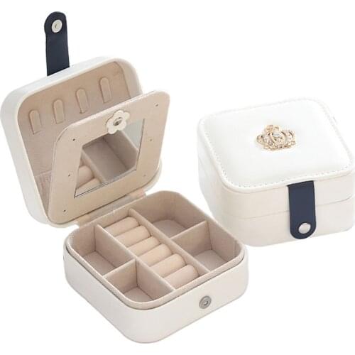 Portable Travel Leather Jewelry Organizer Display Earrings Rings Necklace Storage Case Jewellery Box for Women Girls Gifts