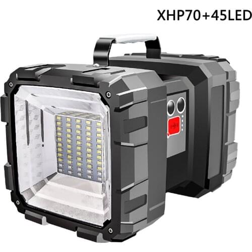 Portable Searchlight P70 45led High Brightness Waterproof Usb Light Double Head Searchlight Handheld Flashlight Outdoor Light