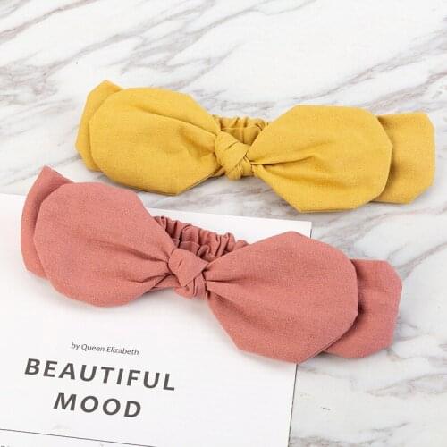 1pcs Pink Bear ear FilleToddler Fabric Bow Knot Headwraps Turban Headwear Elastic Headband For Newborn Hair Accessories