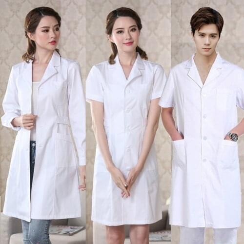 Professional Medical White Lab Coat Doctor Hospital Scientist School Uniforms Dress Costume for Students Adults Work Wear