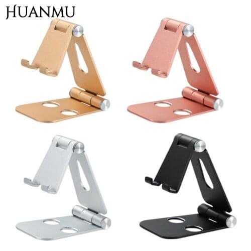 Adjustable Double Folding Phone Holder Universal Aluminum Alloy for IPAD Tablet Stand For iPhone Xiaomi Samsung Foldable Desktop