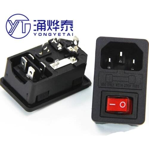 YYT 1 set AC power socket three-in-one cassette three-pin socket with safety switch 10A industrial socket KCD101