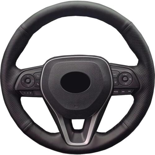 Hand Sewing Car Steering Wheel Cover Wrap Leather Suede For Toyota Corolla RAV4 2019 2020 2021 Camry 2018-2021 Avalon 2019-2021