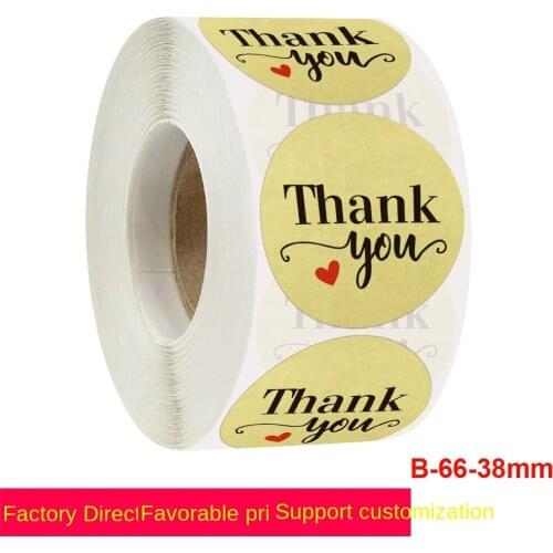 Roll thank you Kraft heart-shaped sticker thank you gift commercial decoration sticker