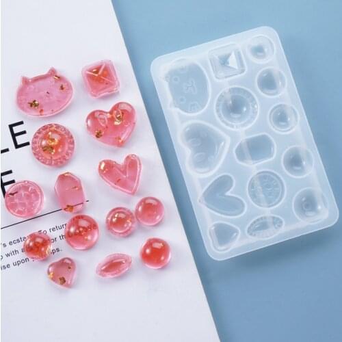 DIY Crystal Epoxy Earring Decor Pendant Resin Mold Cute Pendant Accessories Earring Mirror Silicone Resin Mold Multi-style Mold