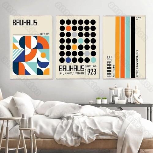 Nordic Style Canvas Painting Unique Geometric Pictures Bauhaus1923 Exhibition Art Poster for Home Rooms Gallery Wall Decoration