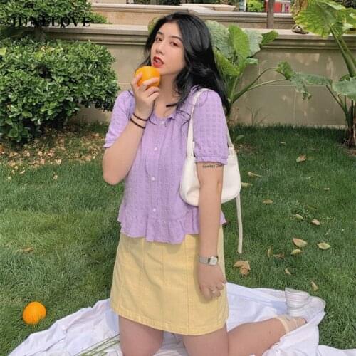 HStar Women Summer Short Sleeve Plus Size Blouse Shirts Vintage Ruffles Female Blouse Casual Street Lady Loose Tops