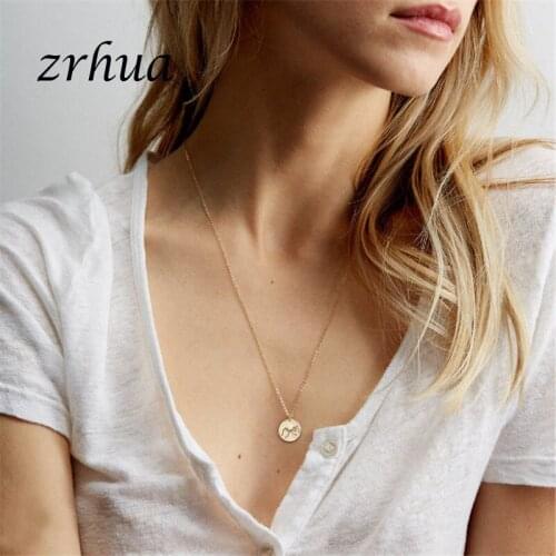 ZRHUA Gold Color Gesture Shape Necklace for Women Round Metal Chokers Pendant Necklaces Best Christmas Gifts Girls Femme Gifts