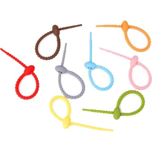 1Pc Silicone Cable Ties Rope Strap Storage Soft Tape Data Cable Tidy Organiser Tool Winder Random Color