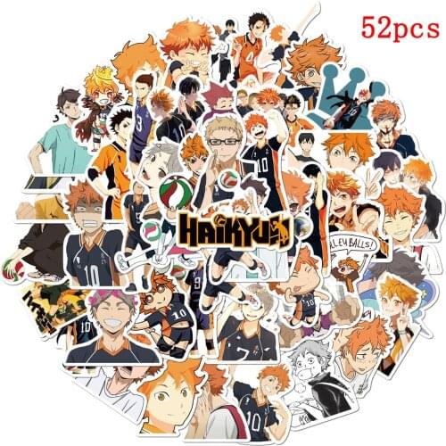 10/52pcs Anime Haikyuu!! Stickers Pack For DIY Laptop Phone Guitar Suitcase Skateboard Toy Volleyball Teenager Haikyuu Sticker