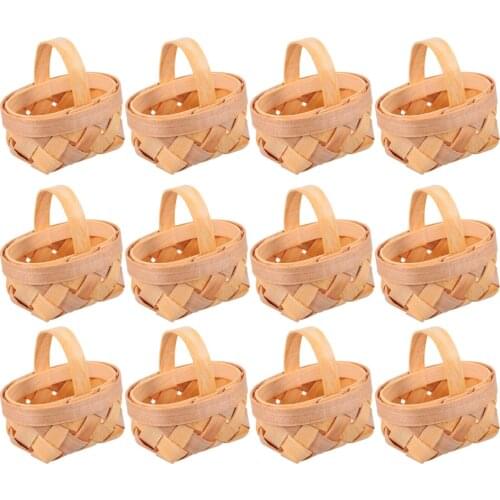12pcs Wood Chip Mini Baskets Manual Woven Baskets Woven Baskets Ornaments