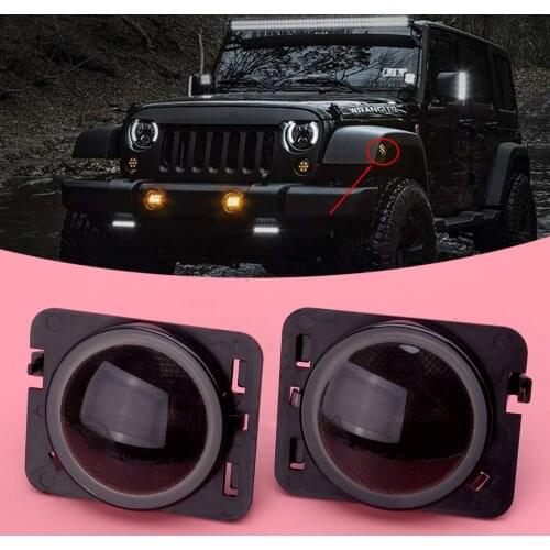 2Pcs Front Smoked LED Side Marker Light Lamp Car Fit for Jeep Wrangler JK 2007 2008 2009 2010 2011 2012 2013 2014 2015