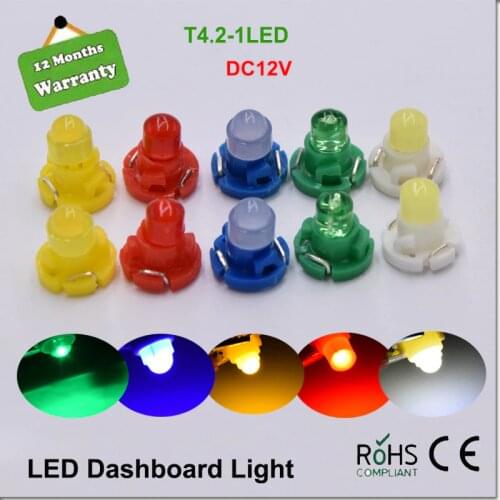 2 x T4 T4.2 1 SMD Car LED Dashboard Meter Panel LED Light Bulb White/Red/Blue/Green/Yellow Instrument Lamps 12V DC