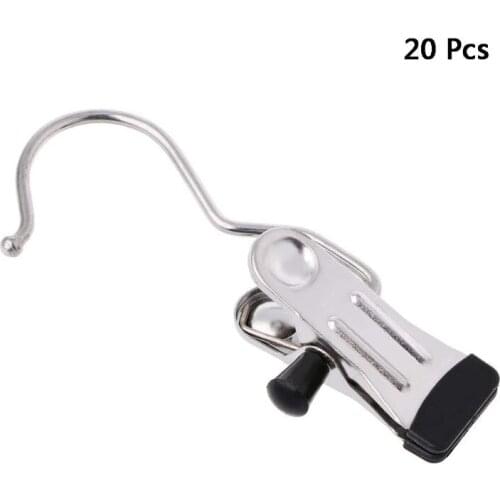 20 Pcs Portable Metal Laundry Hook Hanging Clothes Pin Boot Shoe Hanger Clips Curtain Holder Paper Binder Clips Closet Organizer