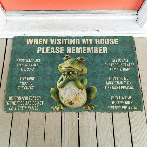 3D Printed Please Remember Frog House Rules Doormat Non Slip Door Floor Mats Decor Porch Doormat 02