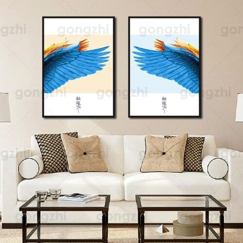 Blue wings spread wings Abstract Canvas Painting Wall Pictures for Living Room and Bedroom Art Posters Nordic Decoration