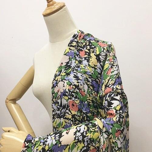 Abstract floral print pure silk fabric not transparent silk georgette crepe fabric,SCG641