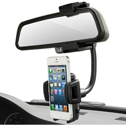 Car Rearview Mirror Mount Phone Holder Universal 360 Degrees Car Mobile Phone Stands For iPhone Samsung GPS Smartphone