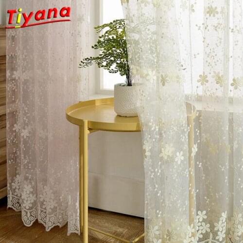 Cotton Linen White Embroidered Voile Curtain for Living Room Bedroom Bay Window Terraces Finished Curtain Tulle WP058 *30