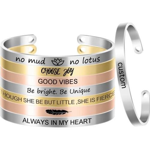 10pcs/lot Stainless Steel Mantra Bangle Engraved Positive Inspirational Bracelet Width 6mm Customized Cuff Lovers Gift SL-002*10